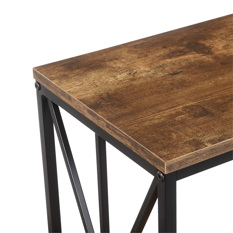 Pemberly Row Chairside End Table w/Charging Station and Shelf in Nutmeg Wood