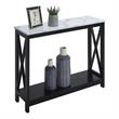 Pemberley Row Faux Marble White and Black Console Table Rectangular Two Tiers 39.5