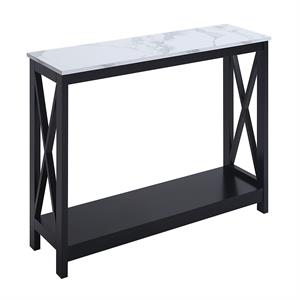Pemberley Row Faux Marble White and Black Console Table Rectangular Two Tiers 39.5&quotx11.75&quotx31.5&quot Unassembled