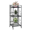 Pemberly Row Three-Tier Folding Metal Shelf with Scroll Design in Black Metal