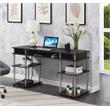 Pemberly Row No-Tools 60-inch Deluxe Student Desk with Shelves in Espresso Wood