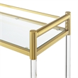 Pemberly Row Two-Tier Acrylic Glass Bar Cart in Clear Glass w/ Gold Metal Frame