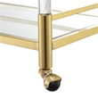 Pemberly Row Two-Tier Acrylic Glass Bar Cart in Clear Glass w/ Gold Metal Frame