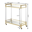 Pemberly Row Two-Tier Acrylic Glass Bar Cart in Clear Glass w/ Gold Metal Frame