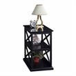 Pemberly Row Chairside End Table with Shelves in Black Wood Finish and 