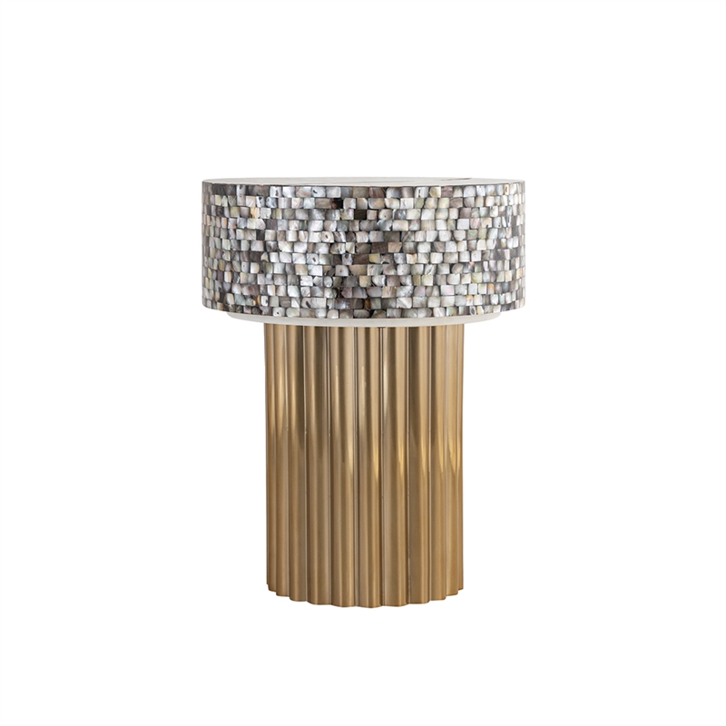 Pemberley Row Stainless Steel Gold End Table Round Modern 16