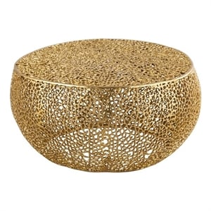 Pemberley Row Aluminum Gold Coffee Table Round Durable 32&quotW x 32&quotD x 16&quotH Unassembled