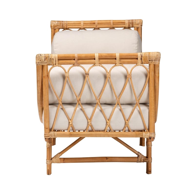 Pemberly Row Contemporary Bohemian Rattan Daybed in Natural Brown