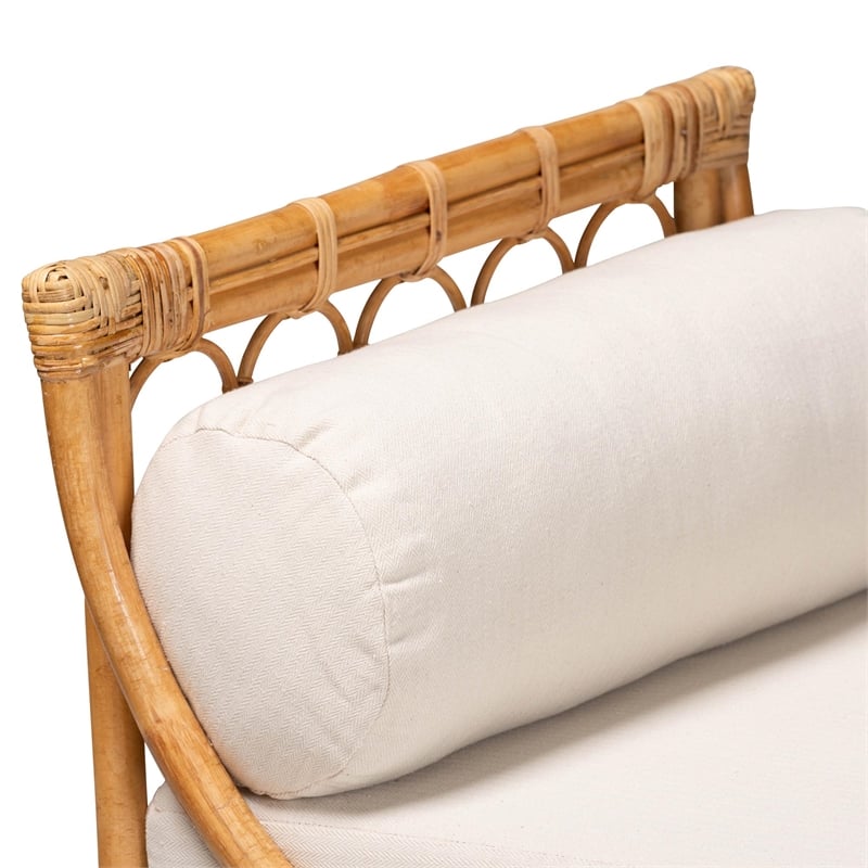 Pemberly Row Contemporary Bohemian Rattan Daybed in Natural Brown