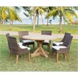 Pemberly Row Modern Wood Patio Round Dining Table in Natural