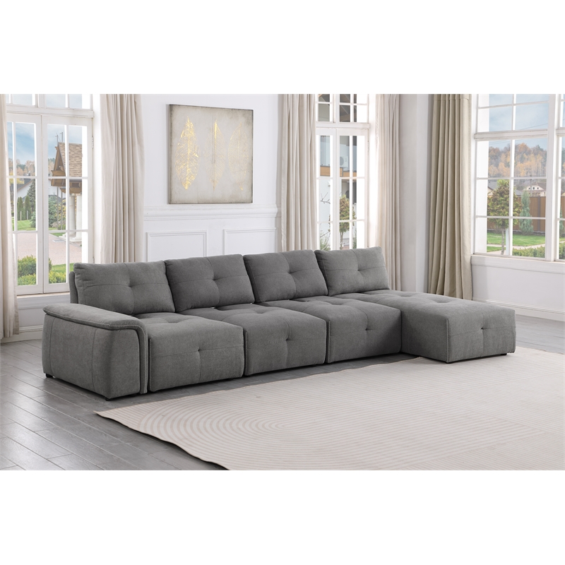 Pemberly Row Linen Fabric Upholstered Arm Only in Gray