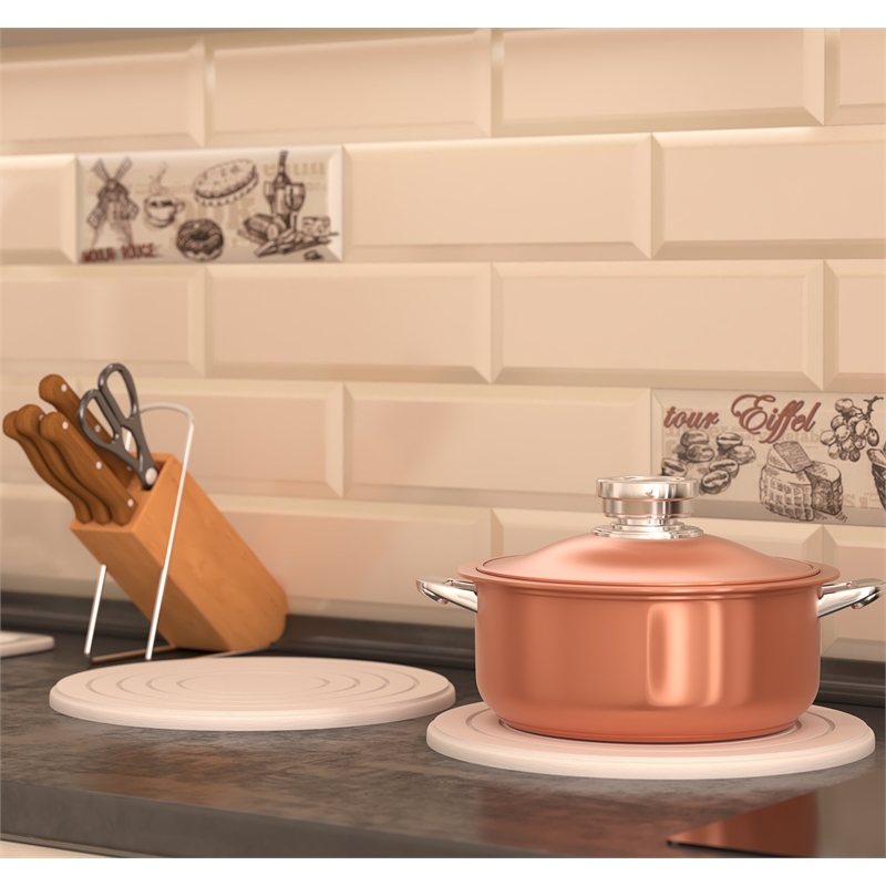 Pemberly Row Anti-Slip Diatomite Stone Trivet in White (Set of 2)
