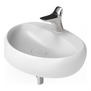 Pemberly Row Oval Ceramic Wall Mount Bathroom Sink in Matte White