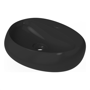 Pemberly Row Ceramic Oval Wall Mount Bathroom Sink in Matte Black