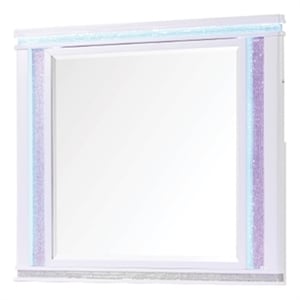Pemberly Row Mirror in Milky White with Crystal Accents on the Frame