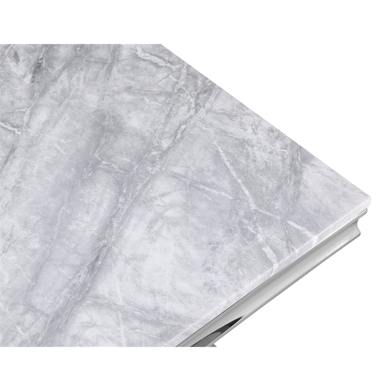 Pemberly Row Modern Crownie Silver Square Faux Marble End Table