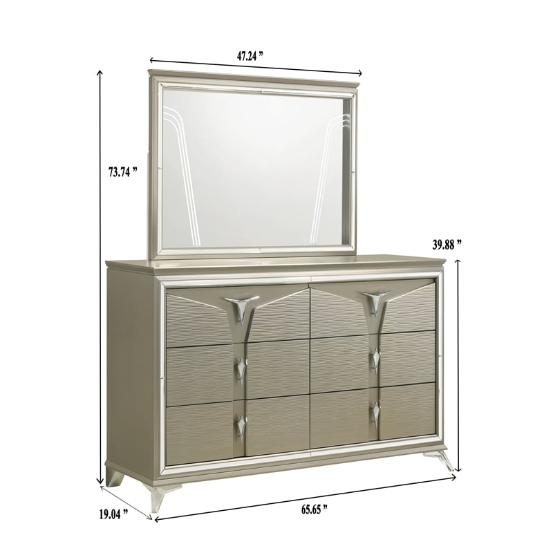 Pemberly Row Modern / Contemporay Mirror Made with Wood in Silver