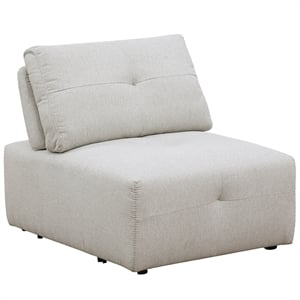 Pemberly Row Linen Fabric Upholstered Armless Chair in Beige