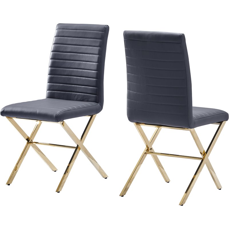 Pemberley Row Faux Leather Gray Dining Chair Rectangular 38