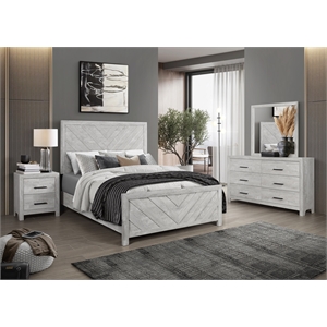 Pemberly Row King 4PC Modern Bedroom Set Made with Wood in Gray