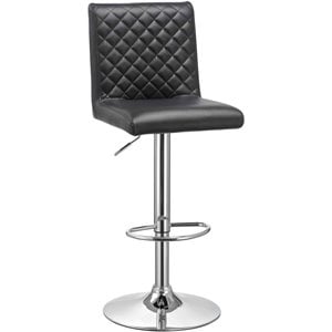 Pemberly Row Adjustable Swivel Bar Stool in Black (Set of 2)