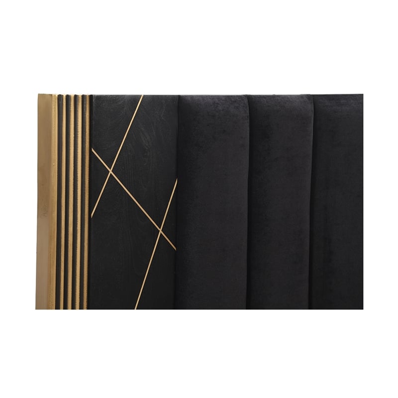 Pemberly Row Modern 5-PC Wood Queen Bedroom Set in Black/Gold