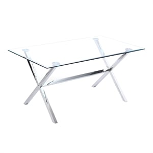 Pemberly Row 63&quot Modern Stainless Steel Dining Table in Silver