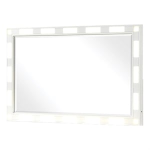 Pemberly Row Modern LED Mirror Set Made with Wood in Milky White