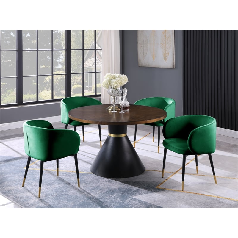 Pemberly Row Modern Round Oak Wood Dinette Table with Black Base
