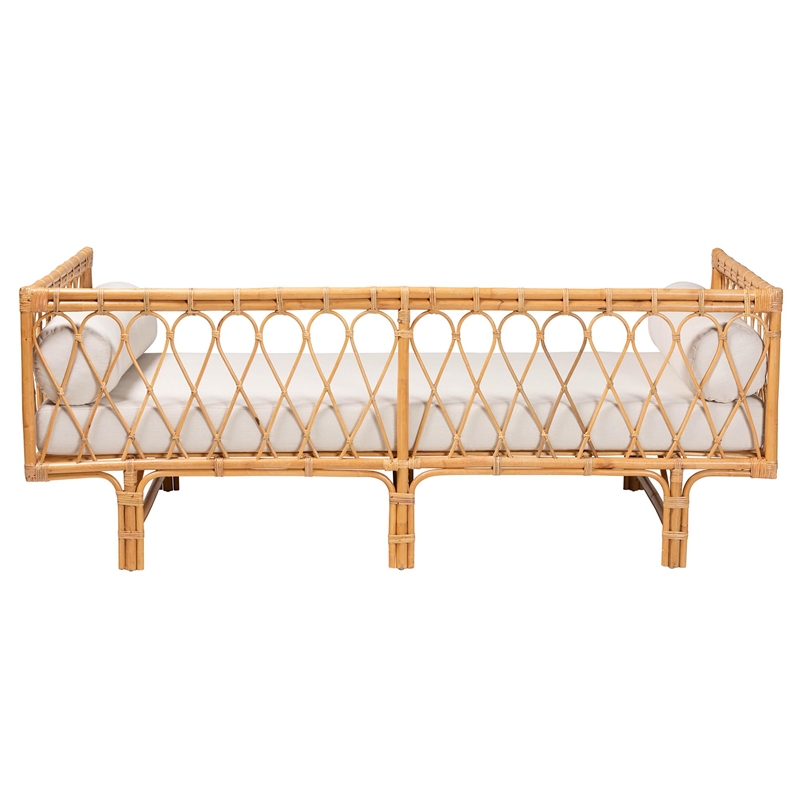 Pemberly Row Contemporary Bohemian Natural Brown Rattan Daybed