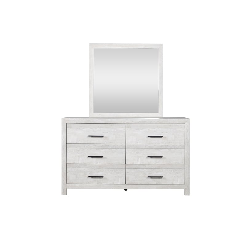 Pemberly Row Contemporary Square Mirror Made With Wood in Gray