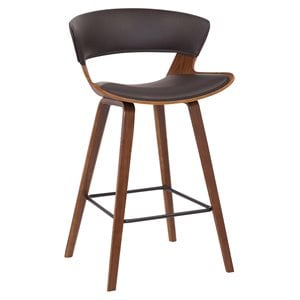 Pemberly Row Contemporary 26&quot Wood Counter Stool in Brown/Gray