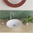 Pemberly Row Circular Solid Surface Stone Bathroom Sink in White