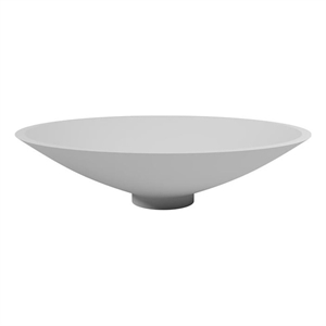Pemberly Row Circular Solid Surface Stone Bathroom Sink in White