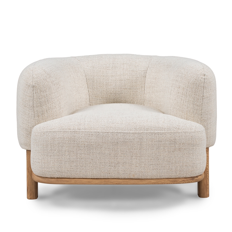 Pemberly Row Upholstered Traditional Fabric Accent Chair in Cream