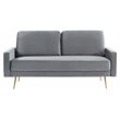 Pemberly Row Modern Velvet and Metal Upholstered Sofa in Gray/Gold