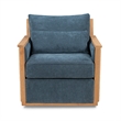 Pemberly Row Upholstered Linen Fabric Swivel Accent Chair in Blue Teal