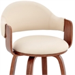 Pemberley Row Faux Leather Cream Counter Stool Rectangular Swivel 26