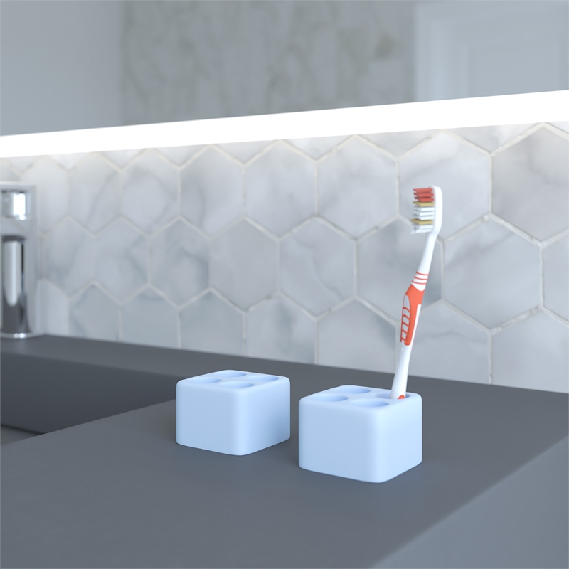 Pemberly Row Quick Dry Absorbent Diatomite Stone Toothbrush Holder in Blue