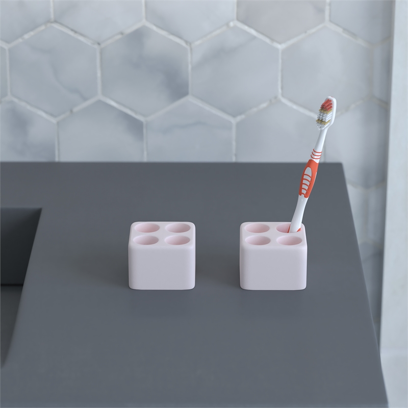 Pemberly Row Quick Dry Absorbent Diatomite Stone Toothbrush Holder in Pink