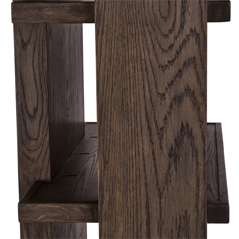 Pemberly Row Modern 6 Shelf Open Tall Bookcase Dark Brown Oak Wood