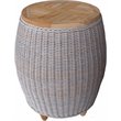 Pemberly Row Modern Aluminum Patio Teak Top End Table in Kubu Gray