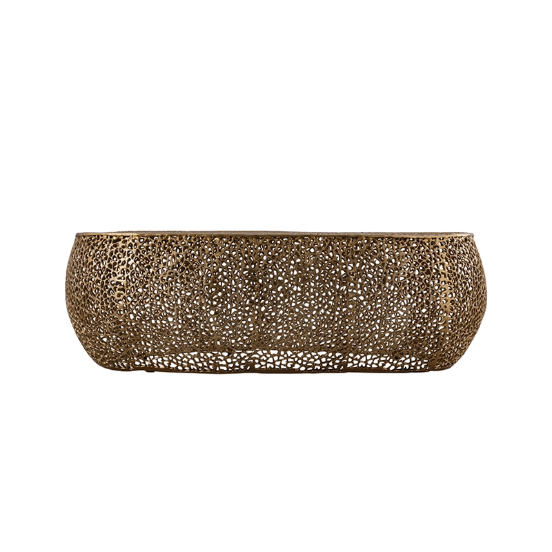 Pemberly Row Oval Shape Coffee Table Made with Aluminum in Gold Color