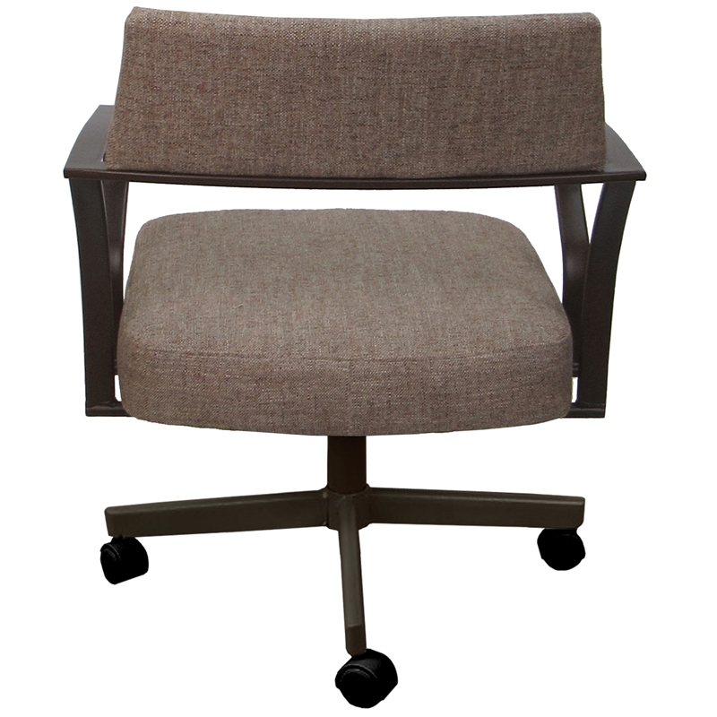 Pemberly Row Swivel Tilt Metal Dining Caster Chair - Basin Beige - Brown