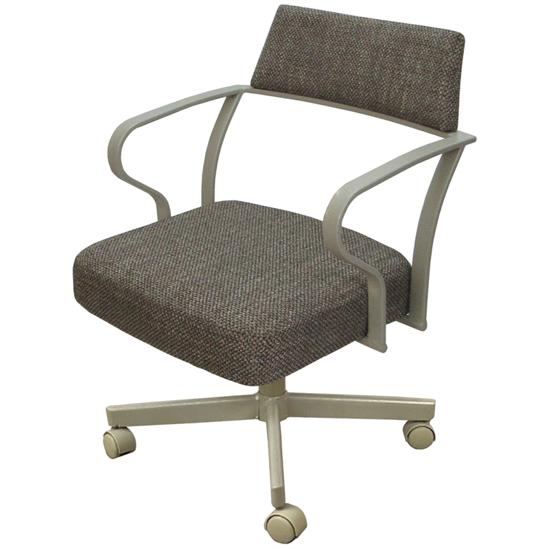 Pemberly Row Swivel Tilt Metal Dining Caster Chair - Brown - Beige Frame