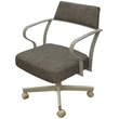 Pemberly Row Swivel Tilt Metal Dining Caster Chair - Brown - Beige Frame