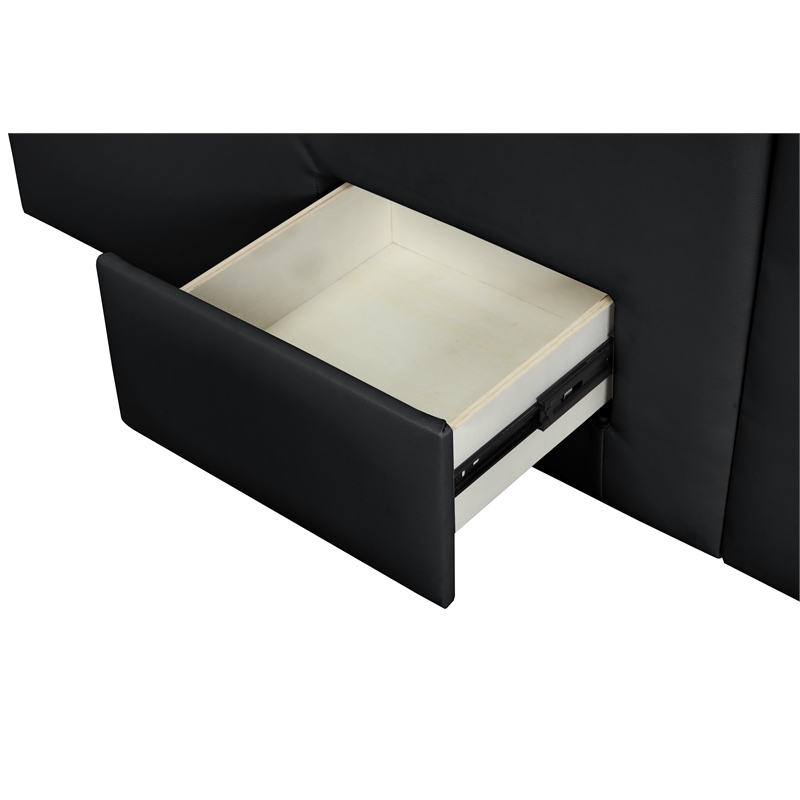 Pemberly Row Smart Multifunctional King Size Bed Made with Wood in Black