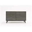Pemberly Row 6-Drawer Modern Wood & Stainless Steel Dresser in Wash Gray