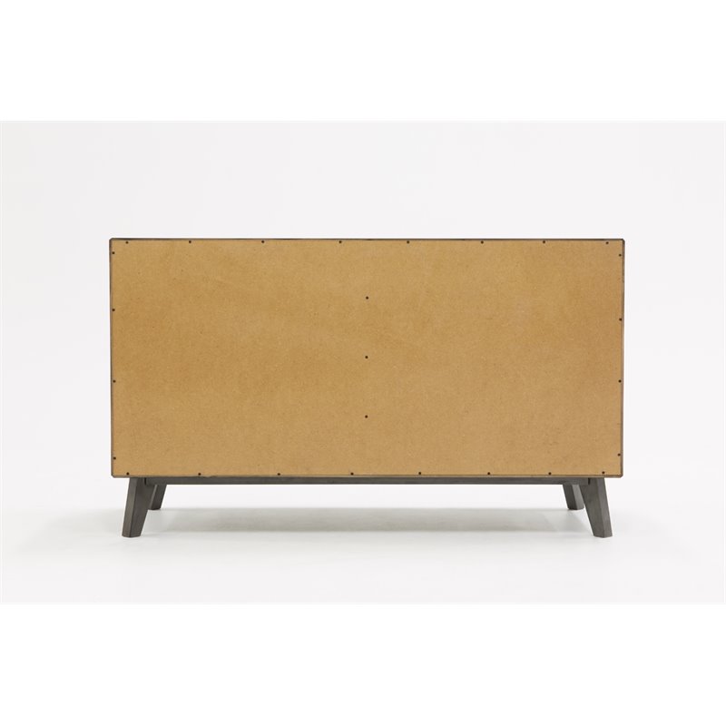 Pemberly Row 6-Drawer Modern Wood & Stainless Steel Dresser in Wash Gray