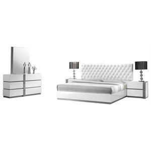 Pemberly Row 5-Piece Engineered Wood Cal King Bedroom Set in White